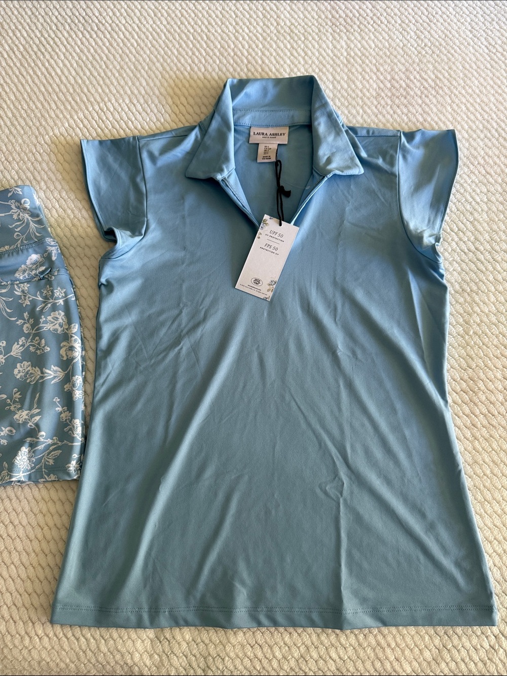 Laura Ashley Sky Blue Floral Mini Skort Set for Golf & Tennis -- NWT - Picture 2 of 10